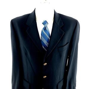 DAMAGED S. Cohen Performance 3‎ Brown Button Blazer 42R Blue
